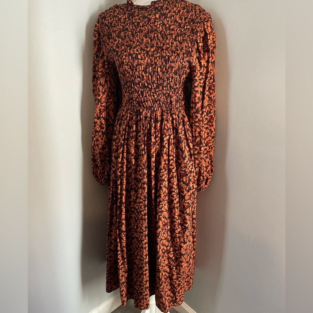 Brown long sleeve midi dress sz Medium